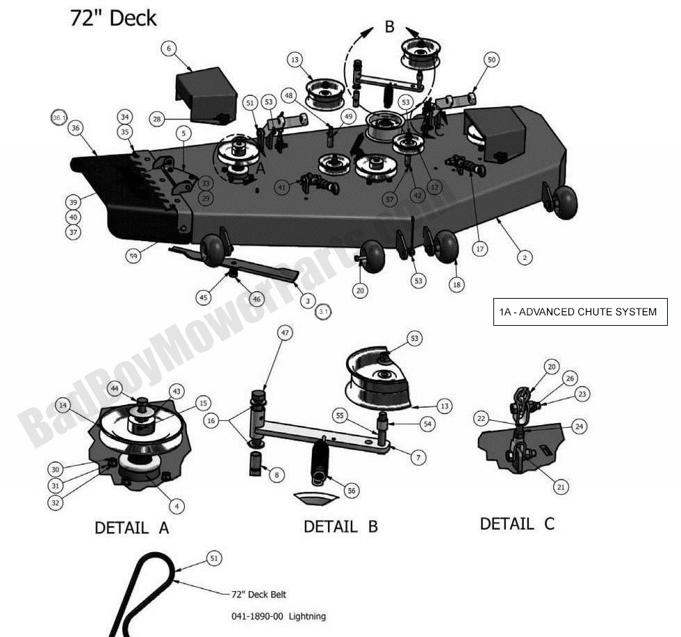 2011 Lightning and Pup 72" Deck Assembly