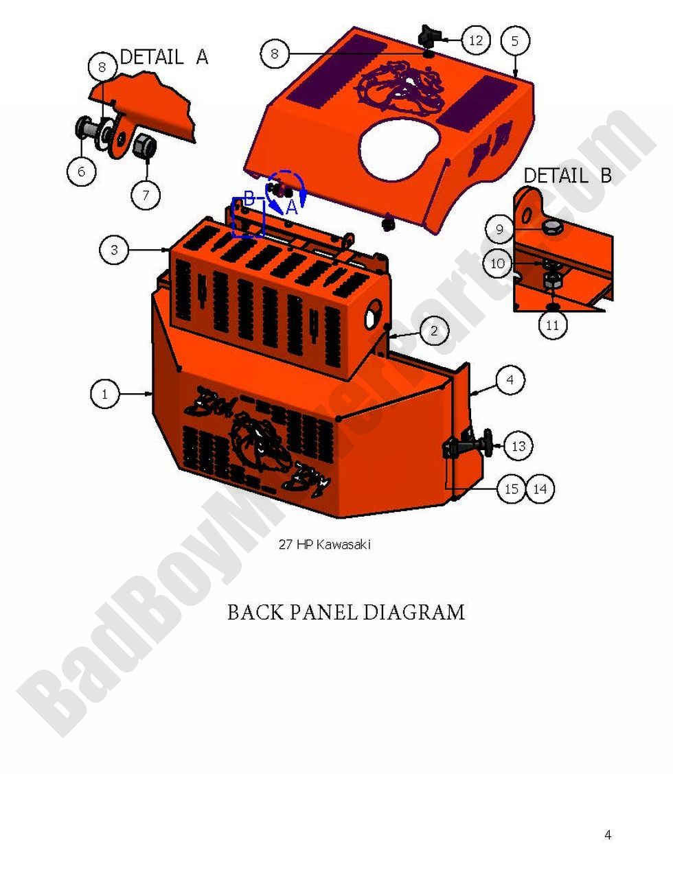 295 - Bad Boy Mower Parts Lookup > 2007 > AOS > Back Panel