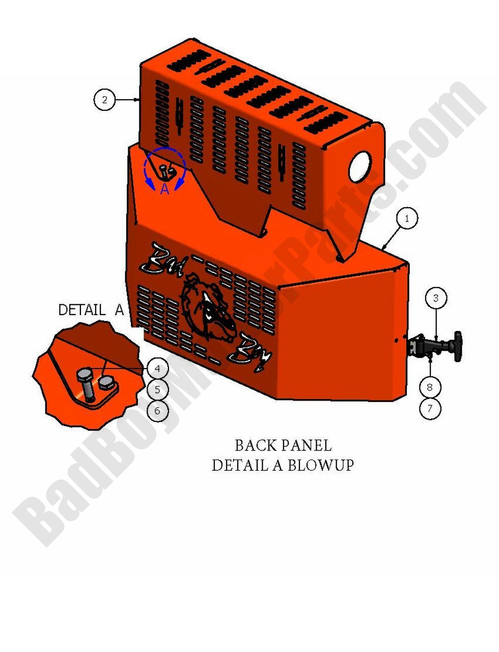 296 - Bad Boy Mower Parts Lookup > 2007 > AOS > Back Panel Detail A