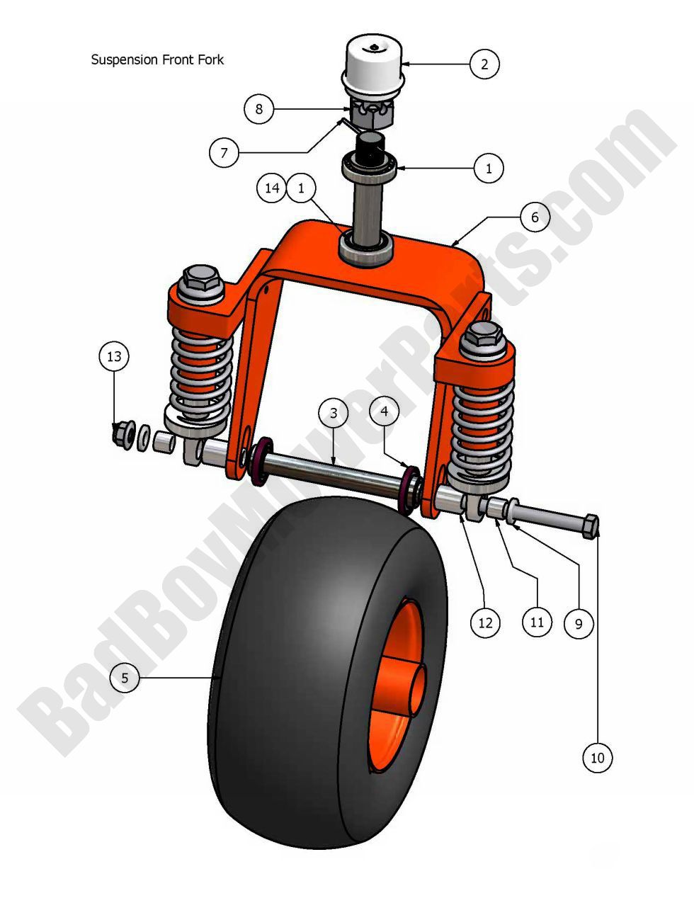 309 - Bad Boy Mower Parts Lookup > 2007 > AOS > Suspension Front Fork