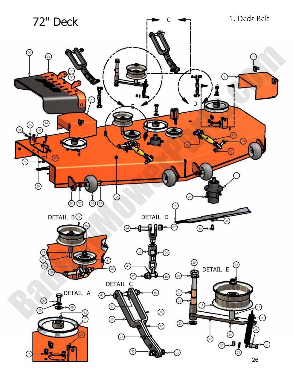 312 - Bad Boy Mower Parts Lookup > 2007 > Diesel > 72\" Deck Assembly