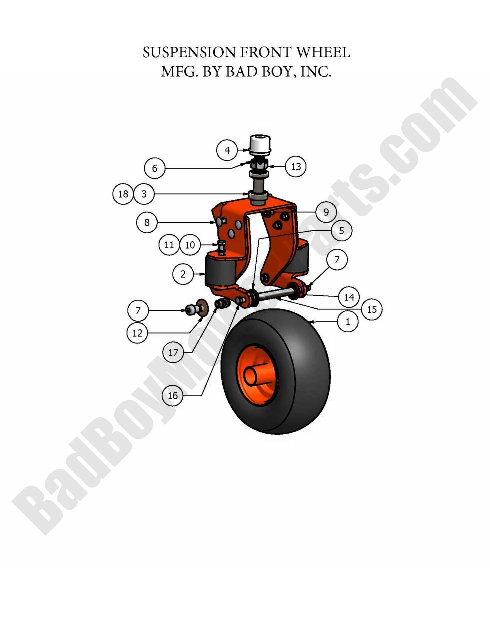 324 - Bad Boy Mower Parts Lookup > 2007 > Diesel > Suspension Front Fork