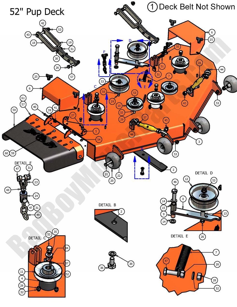 328 - Bad Boy Mower Parts Lookup > 2007 > Pup > 52\" Deck Assembly