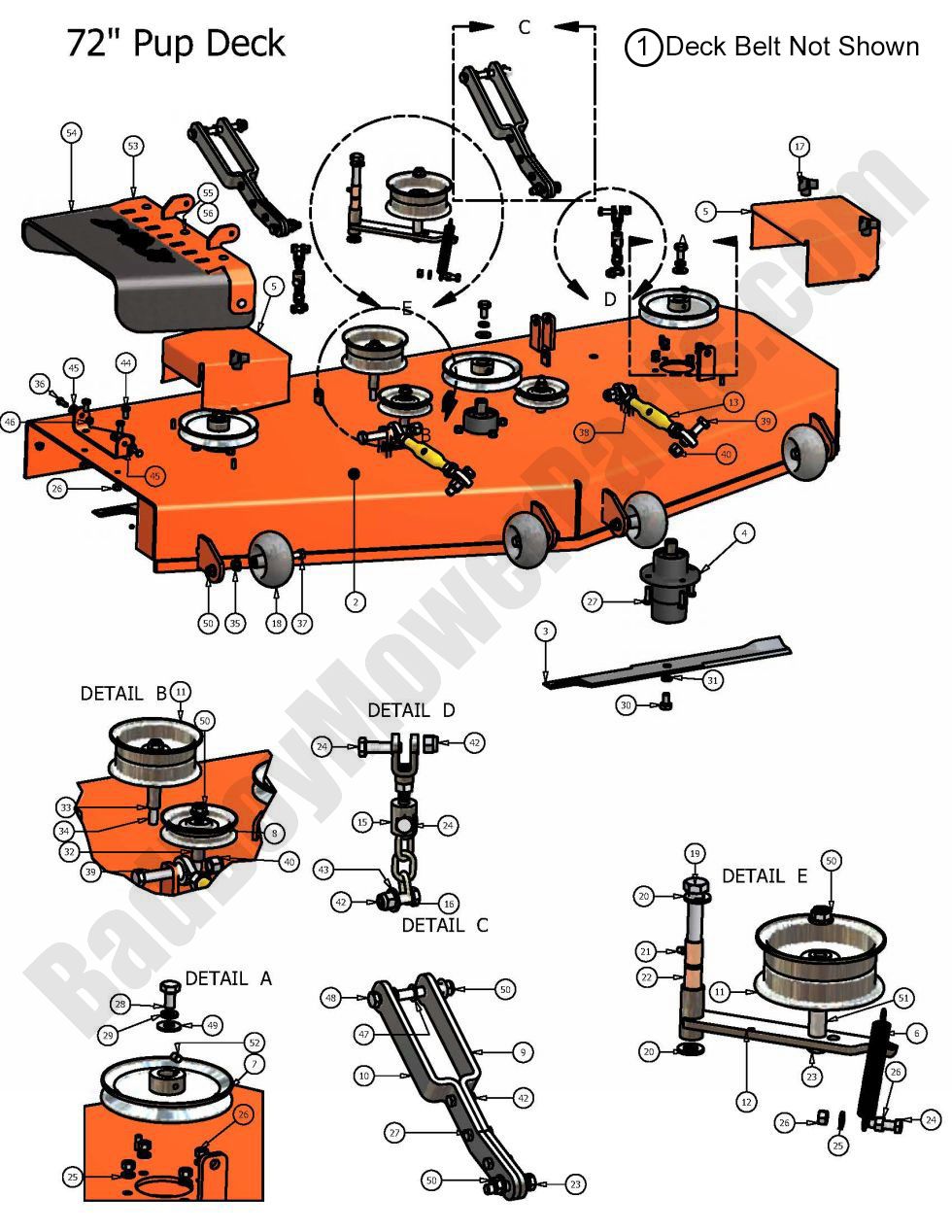 330 - Bad Boy Mower Parts Lookup > 2007 > Pup > 72\" Deck Assembly