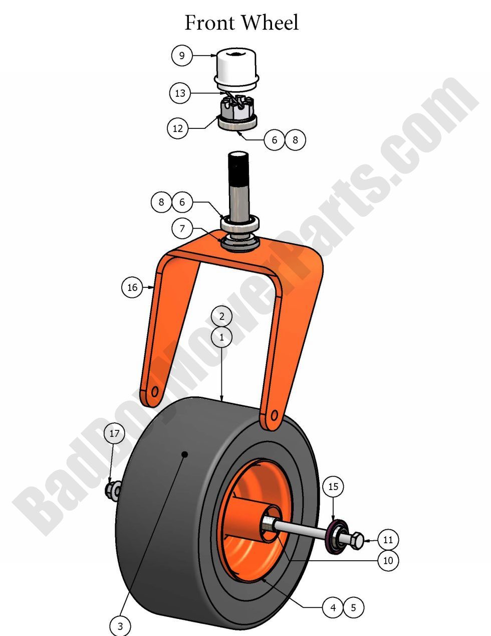 349 - Bad Boy Mower Parts Lookup > 2007 > ZT > Front Wheel
