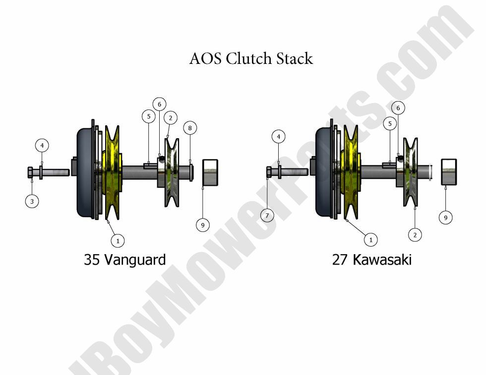 355 - Bad Boy Mower Parts Lookup > 2008 > AOS > Clutch Stack
