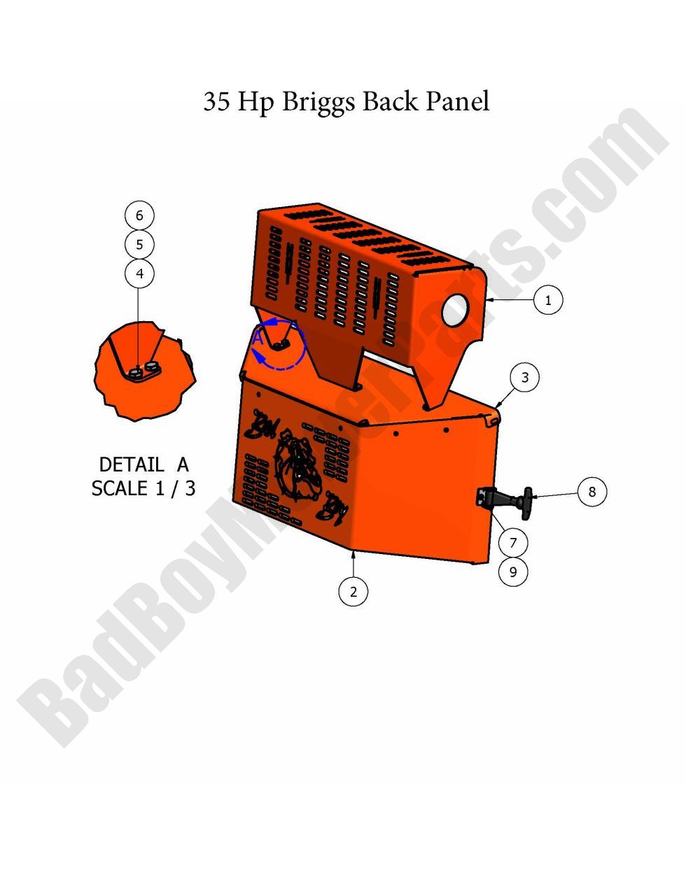 356 - Bad Boy Mower Parts Lookup > 2008 > AOS > 35Hp Briggs Back Panel