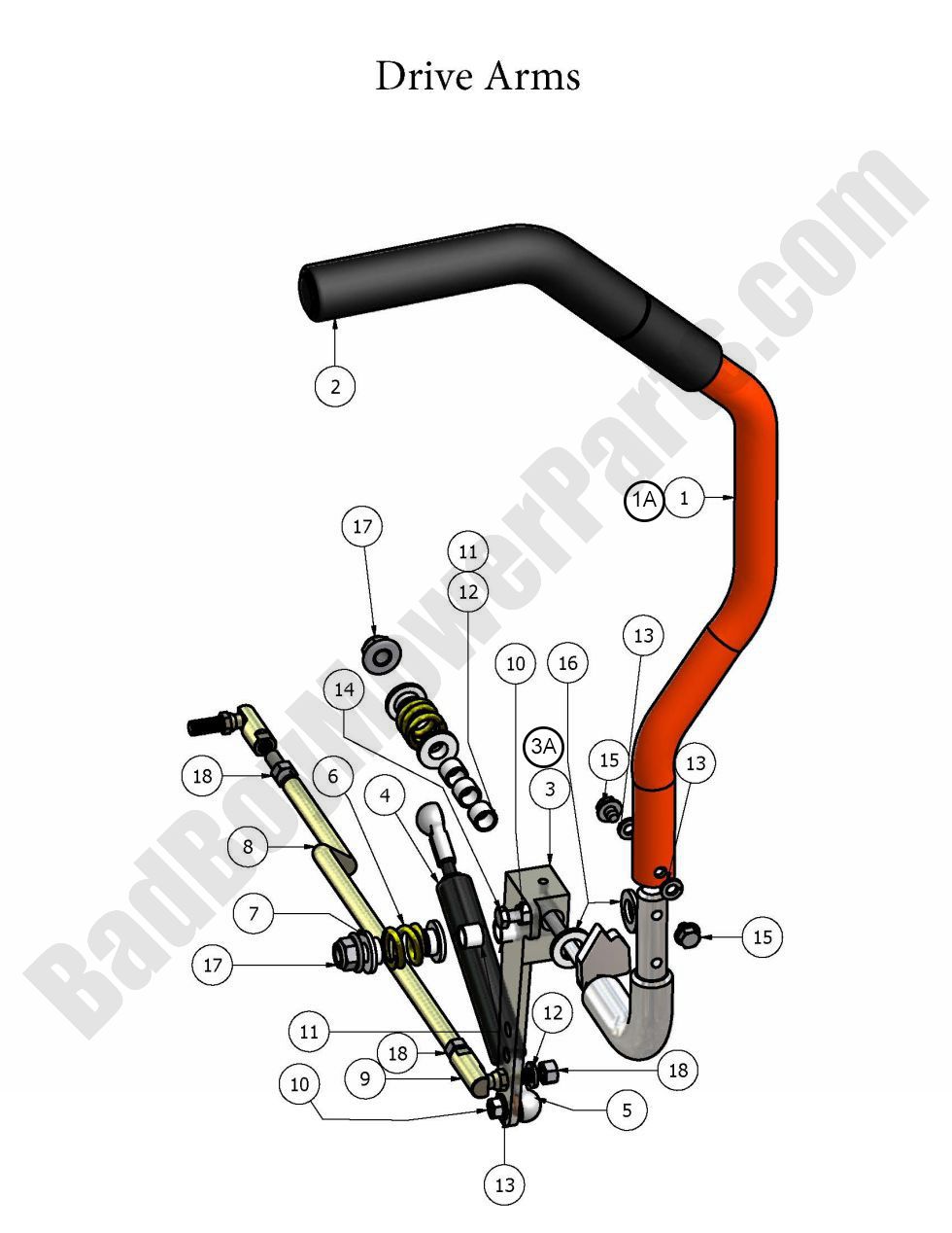 358 - Bad Boy Mower Parts Lookup > 2008 > AOS > Drive Arms