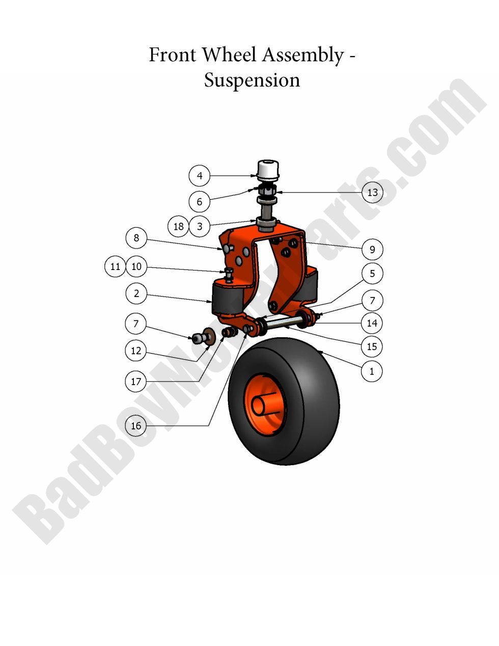 361 - Bad Boy Mower Parts Lookup > 2008 > AOS > Front Wheel Assembly