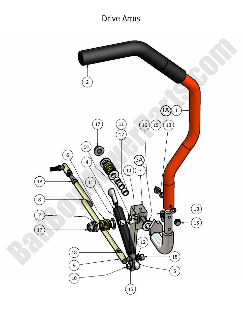 374 - Bad Boy Mower Parts Lookup > 2008 > Diesel > Drive Arm