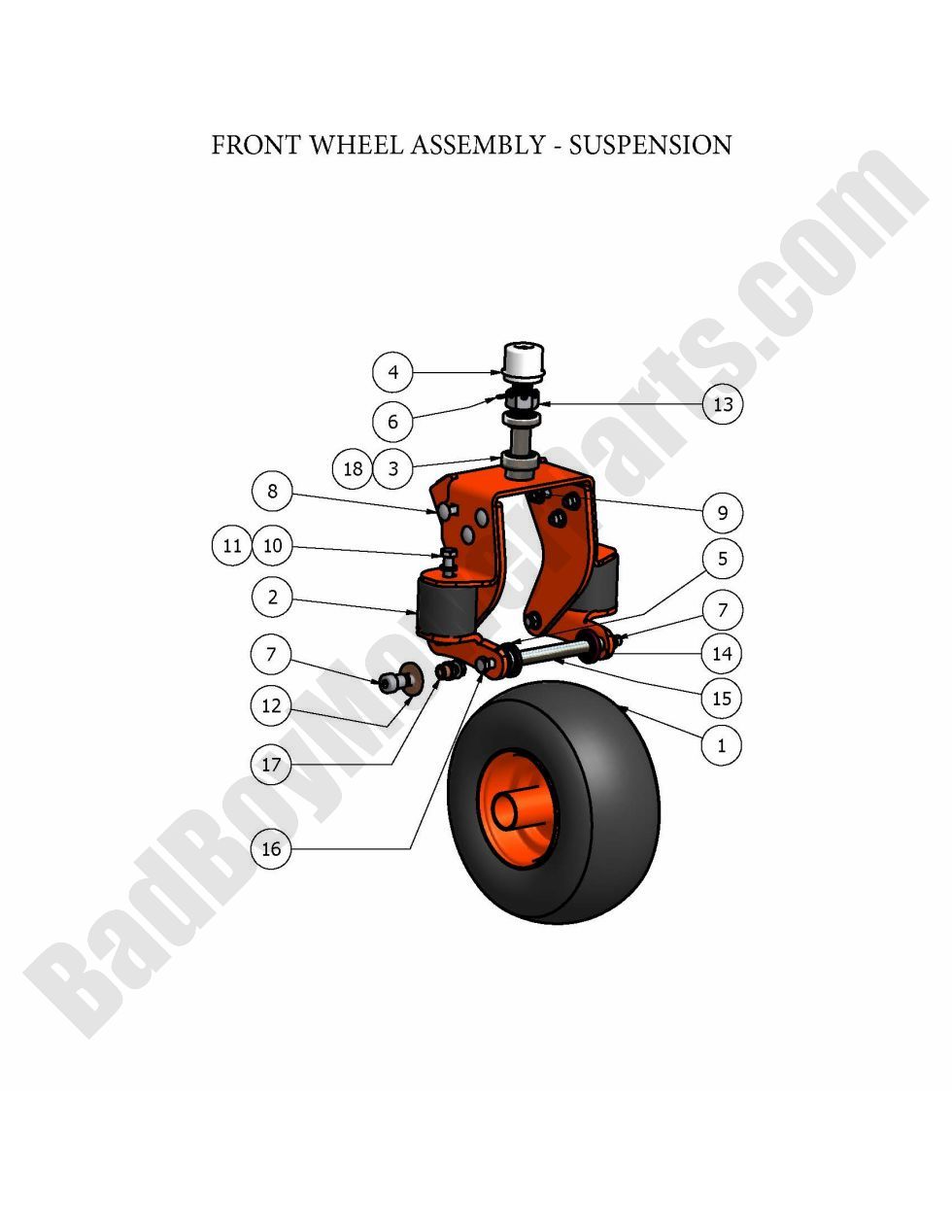 395 - Bad Boy Mower Parts Lookup > 2008 > Pup and Lightning > Front Wheel w/ Suspension