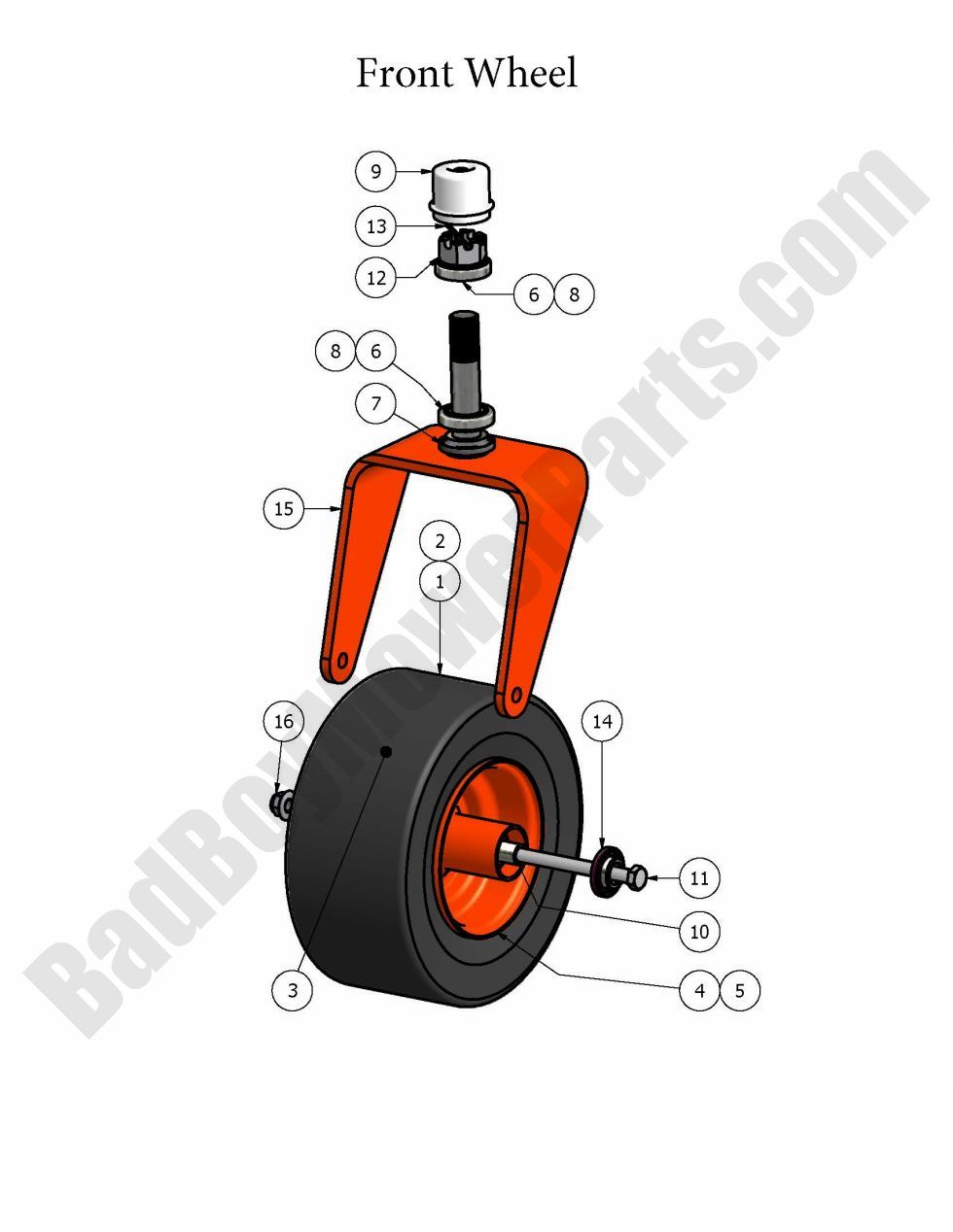 408 - Bad Boy Mower Parts Lookup > 2008 > ZT > Front Wheel