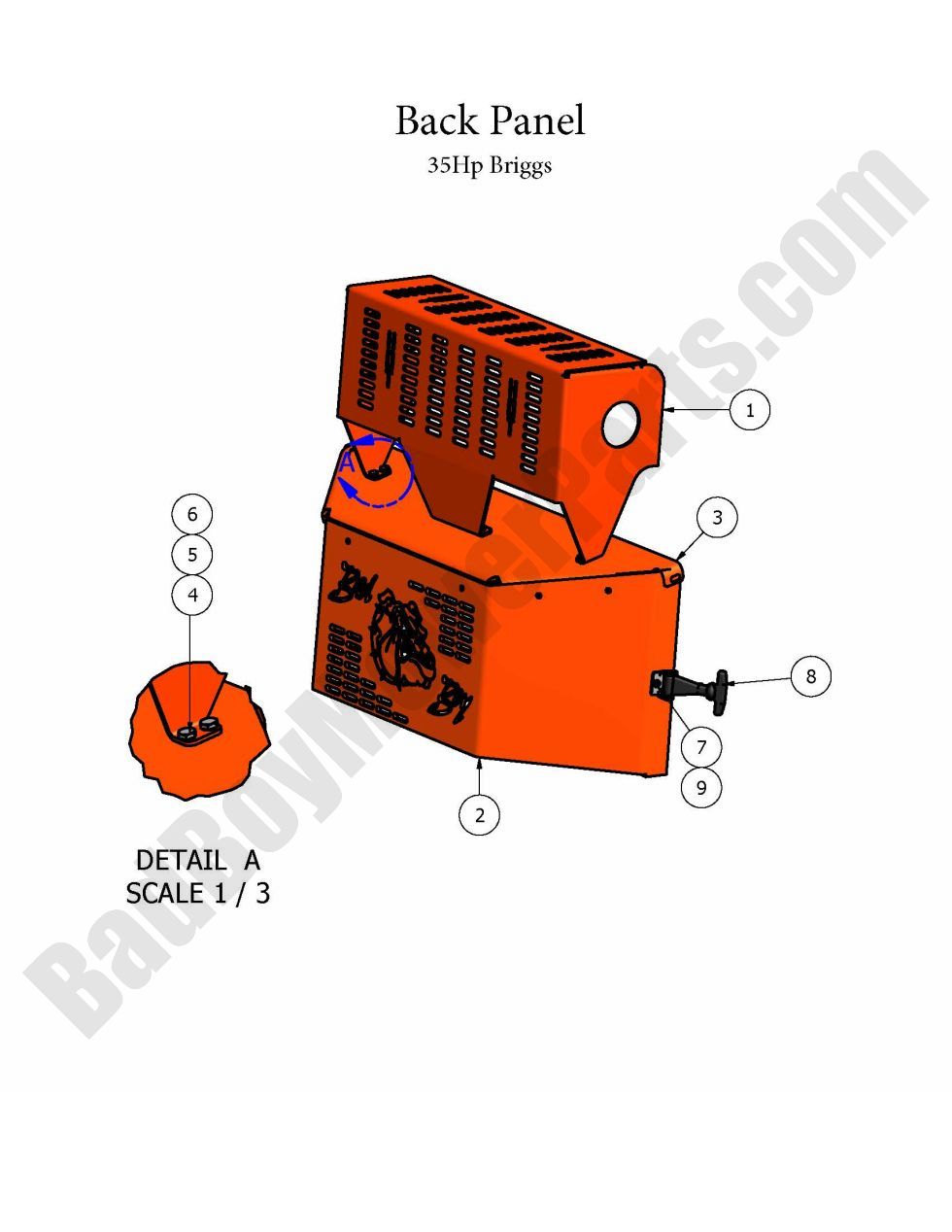 413 - Bad Boy Mower Parts Lookup > 2009 > AOS > 35Hp Briggs Back Panel
