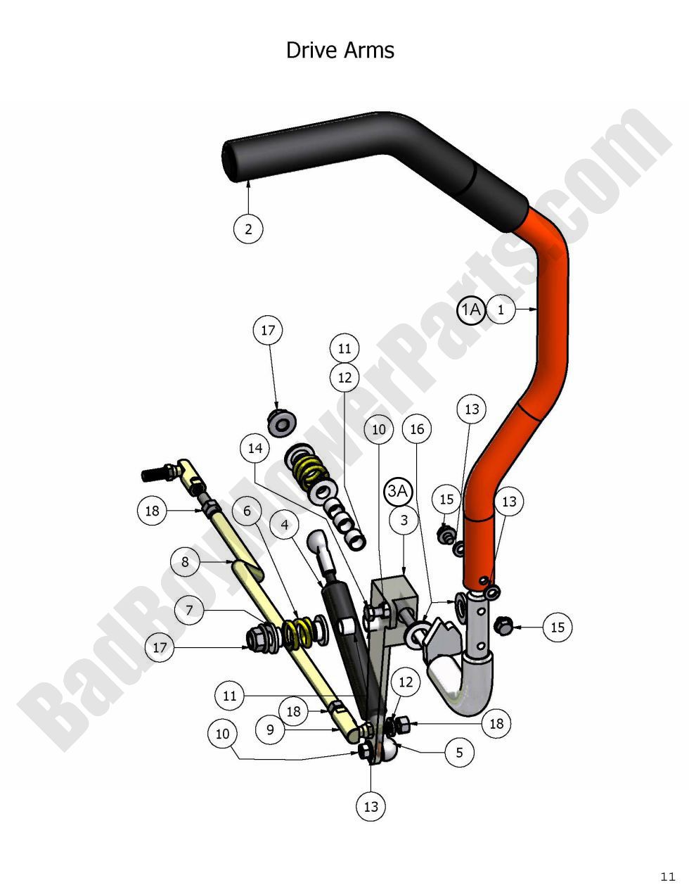 435 - Bad Boy Mower Parts Lookup > 2009 > Diesel > Drive Arms