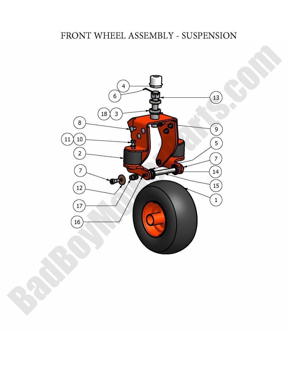 438 - Bad Boy Mower Parts Lookup > 2009 > Diesel > Front Wheel Assembly