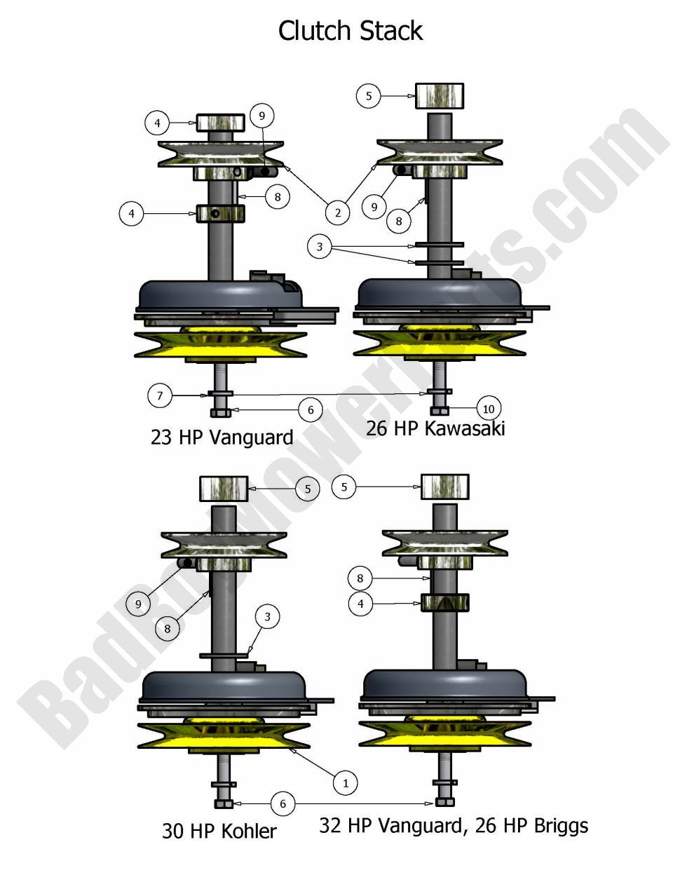 453 - Bad Boy Mower Parts Lookup > 2009 > Pup and Lightning > Clutch Stack