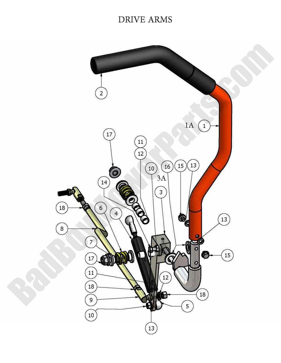 455 - Bad Boy Mower Parts Lookup > 2009 > Pup and Lightning > Drive Arms