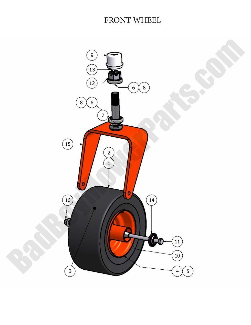 471 - Bad Boy Mower Parts Lookup > 2009 > ZT > Front Wheel