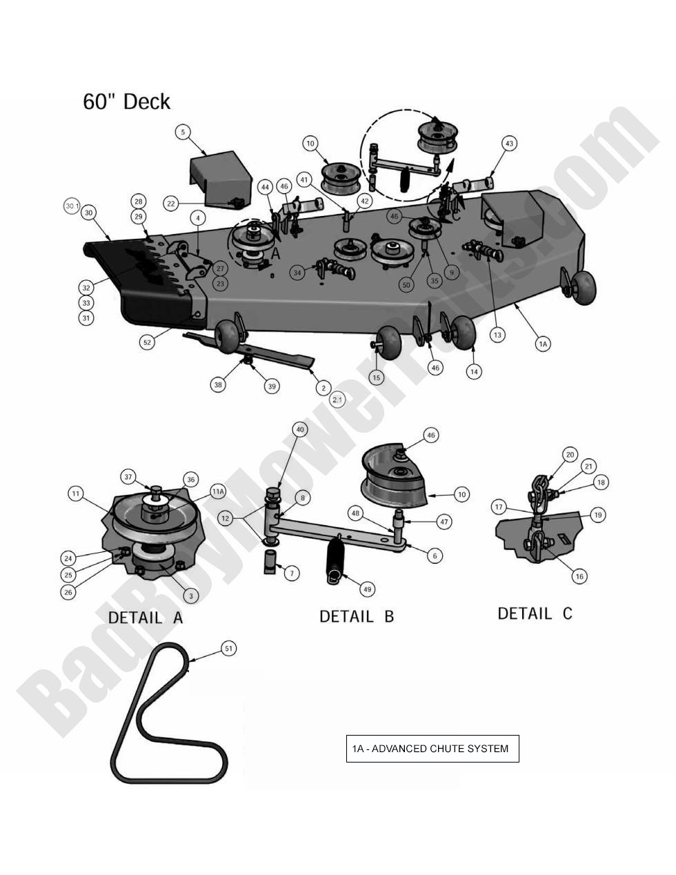 495 - Bad Boy Mower Parts Lookup > 2010 > AOS Diesel > 60\" Deck Assembly