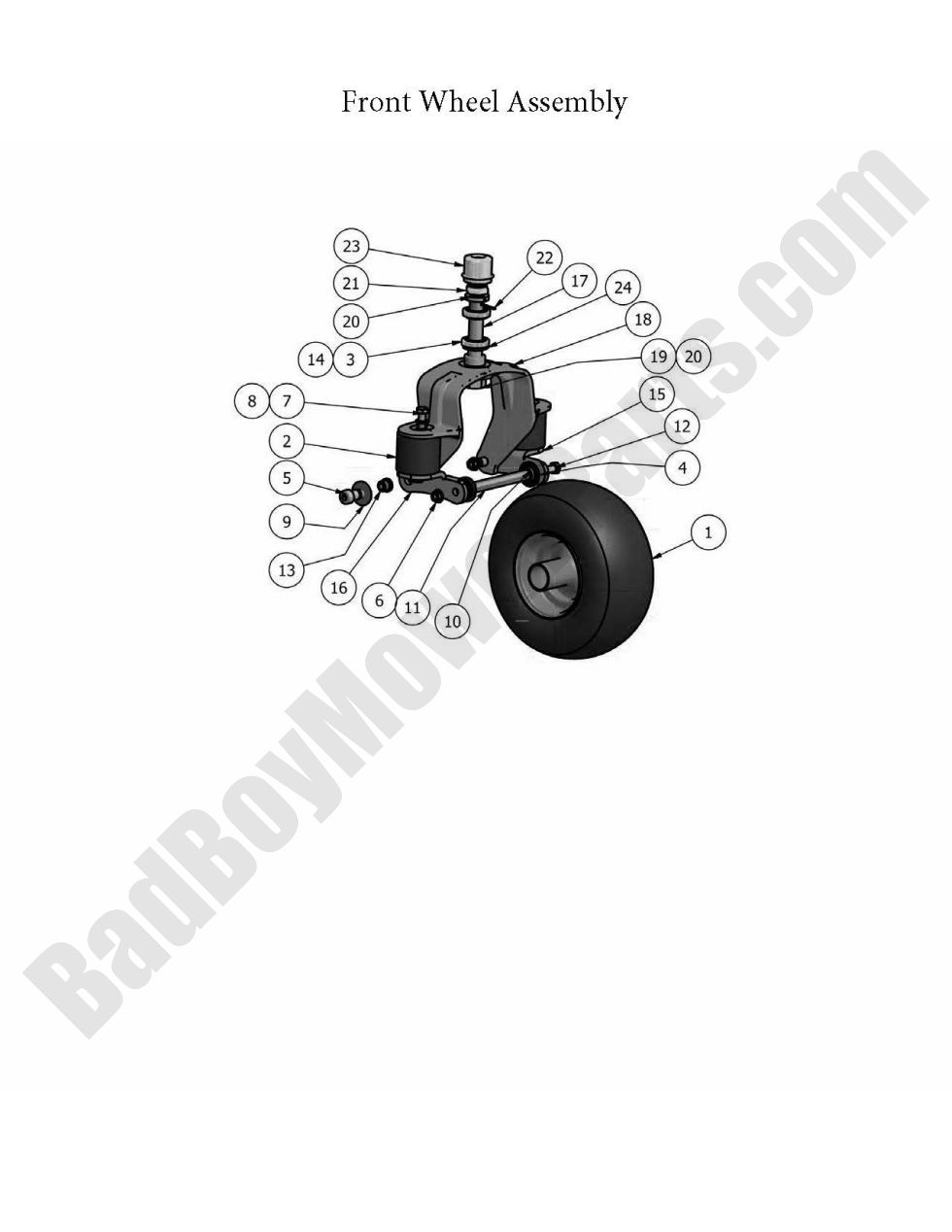 502 - Bad Boy Mower Parts Lookup > 2010 > AOS Diesel > Front Wheel Assembly