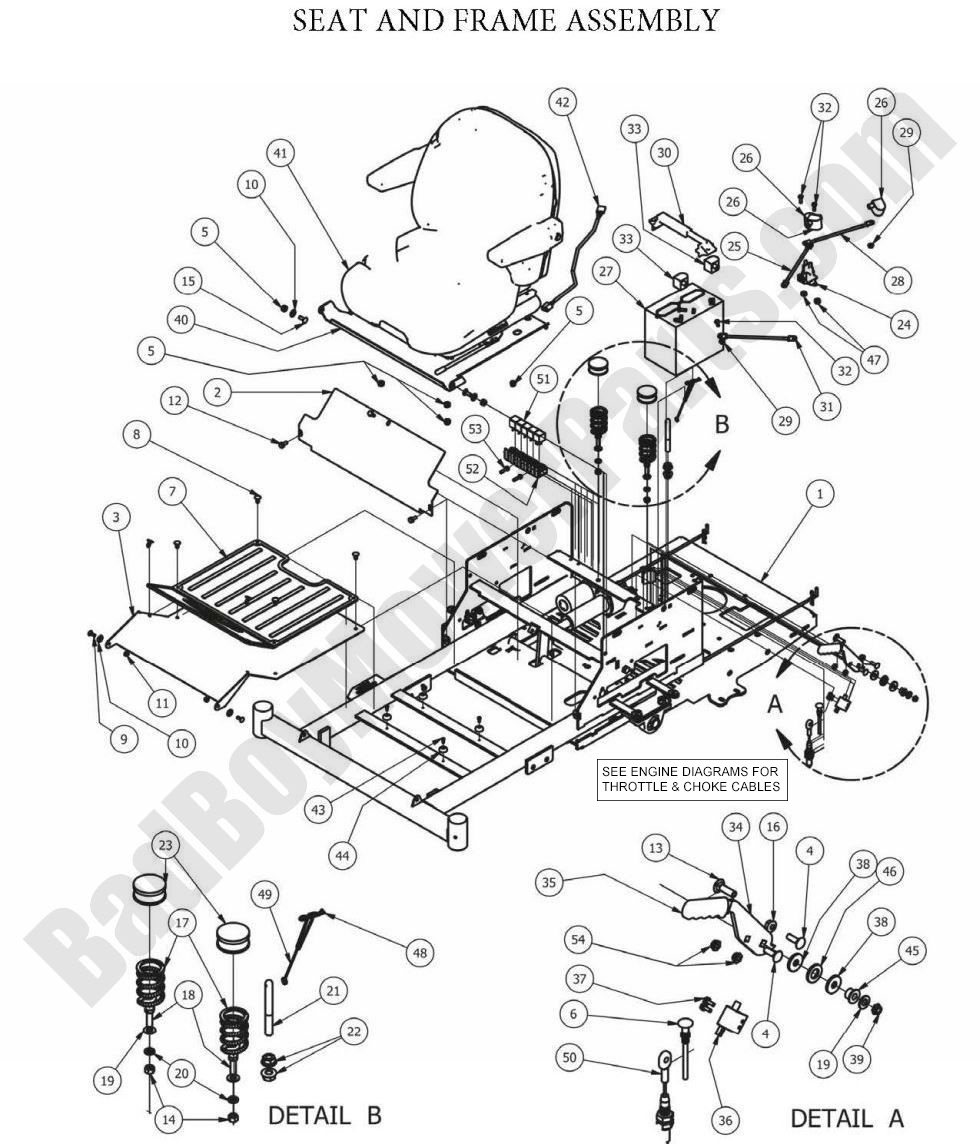 798 - Bad Boy Mower Parts Lookup > 2013 > CZT > Seat & Frame