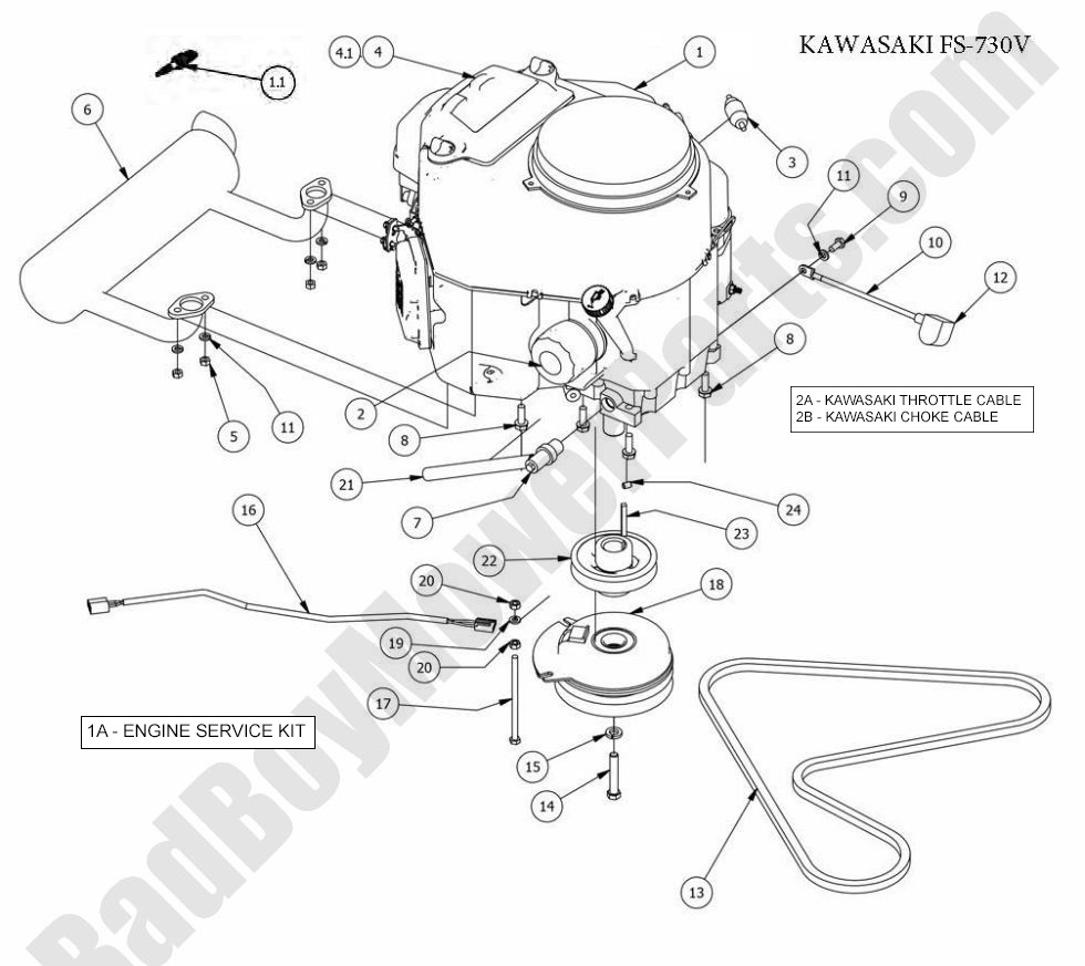 929 - Bad Boy Mower Parts Lookup > 2014 > CZT Elite > Engine - Kawasaki FS730