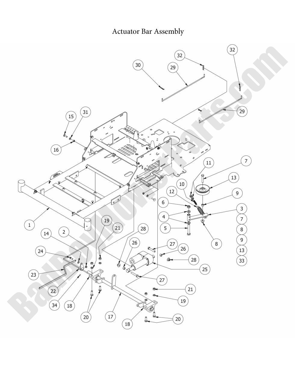 1161 - Bad Boy Mower Parts Lookup > 2015 > CZT Elite > Battery, Frame & Actuator