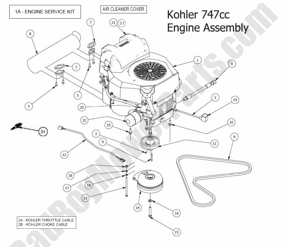 1167 - Bad Boy Mower Parts Lookup > 2015 > CZT Elite > Engine - Kohler ZT740