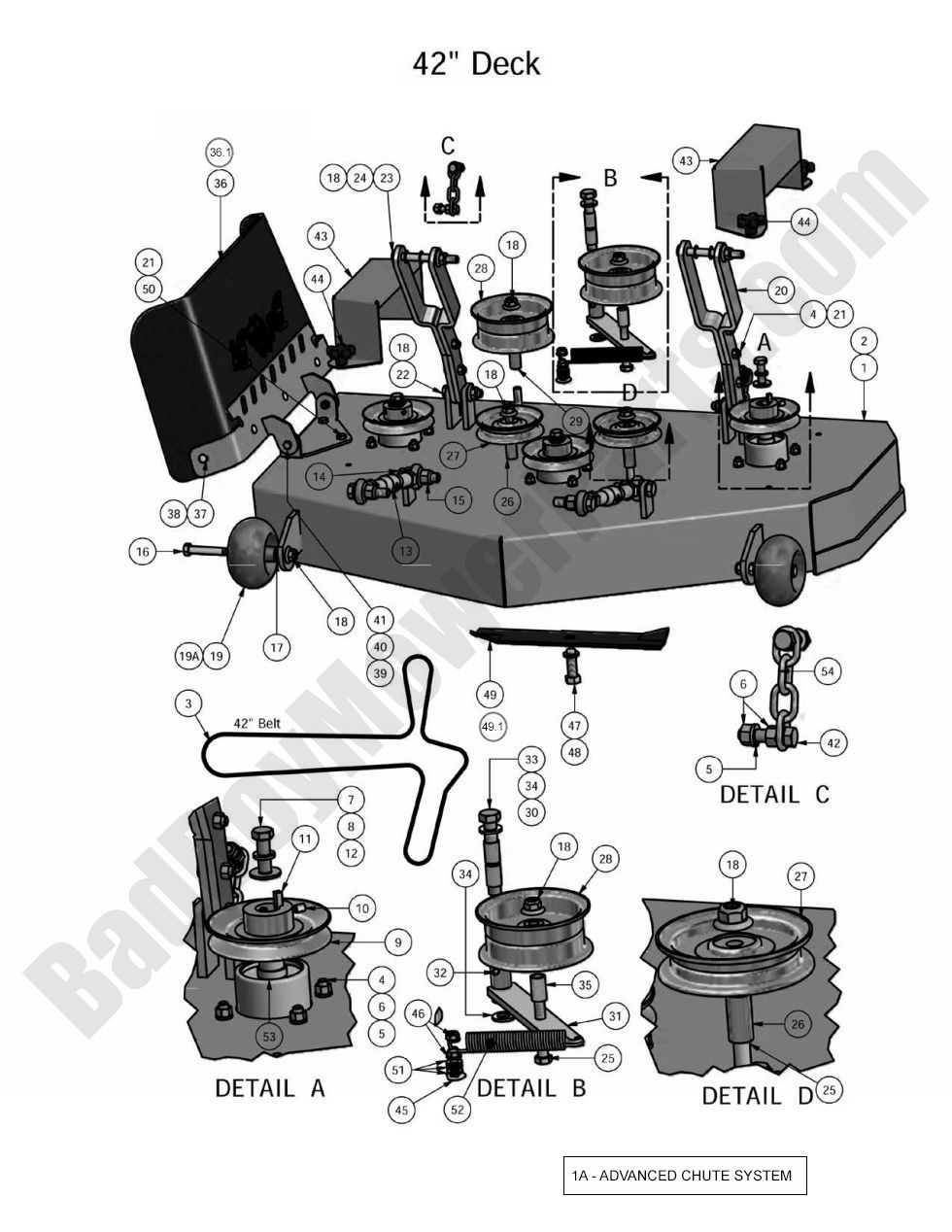 529 - Bad Boy Mower Parts Lookup > 2010 > CZT > 42\" Deck Assembly