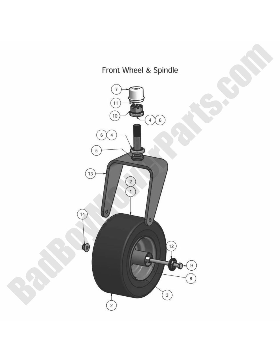 536 - Bad Boy Mower Parts Lookup > 2010 > CZT > Front Wheel
