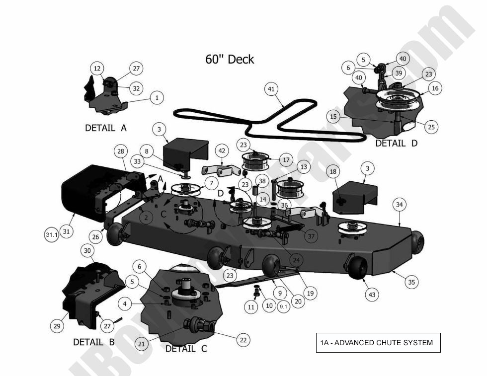 592 - Bad Boy Mower Parts Lookup > 2011 > CZT > 60\" Deck Assembly