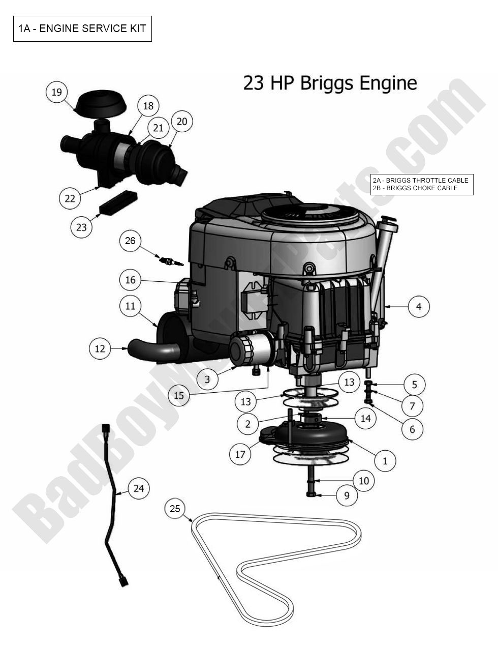 593 - Bad Boy Mower Parts Lookup > 2011 > CZT > Engine - Briggs 23HP