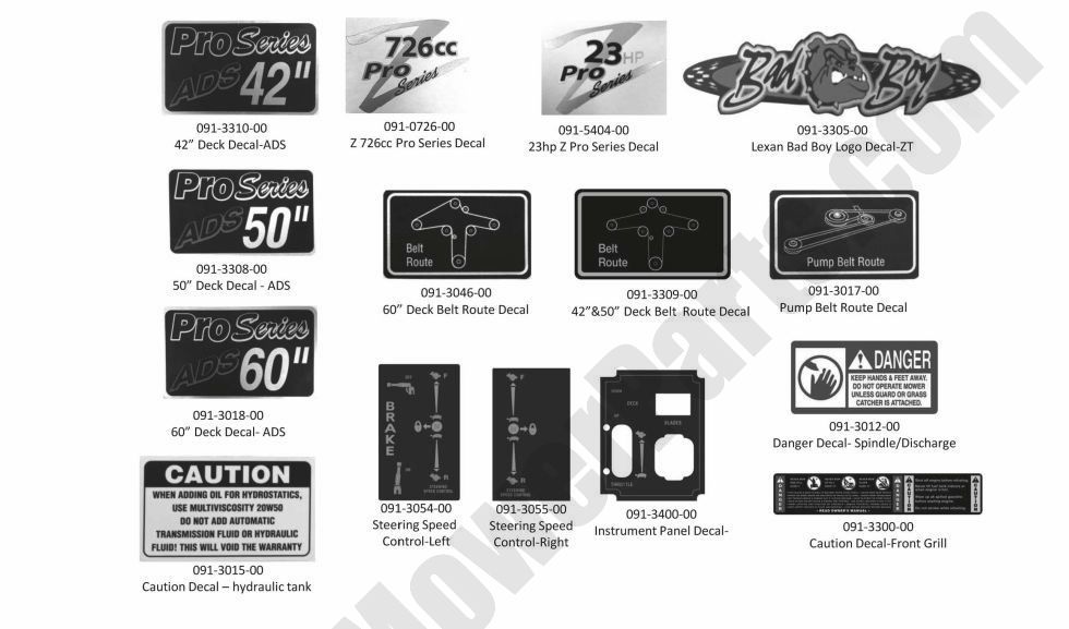 696 - Bad Boy Mower Parts Lookup > 2012 > CZT > Decals