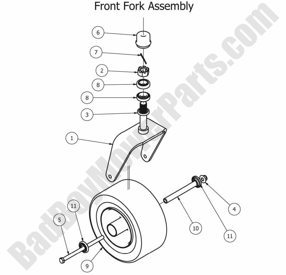 698 - Bad Boy Mower Parts Lookup > 2012 > CZT > Front Fork Assembly