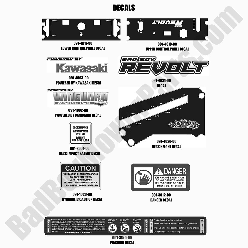 2641 - Bad Boy Mower Parts Lookup > 2021 > Revolt > Decals-1