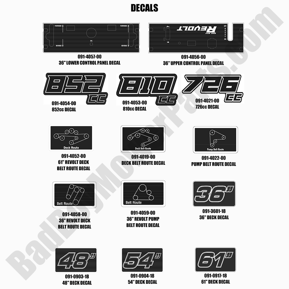 2642 - Bad Boy Mower Parts Lookup > 2021 > Revolt > Decals-2