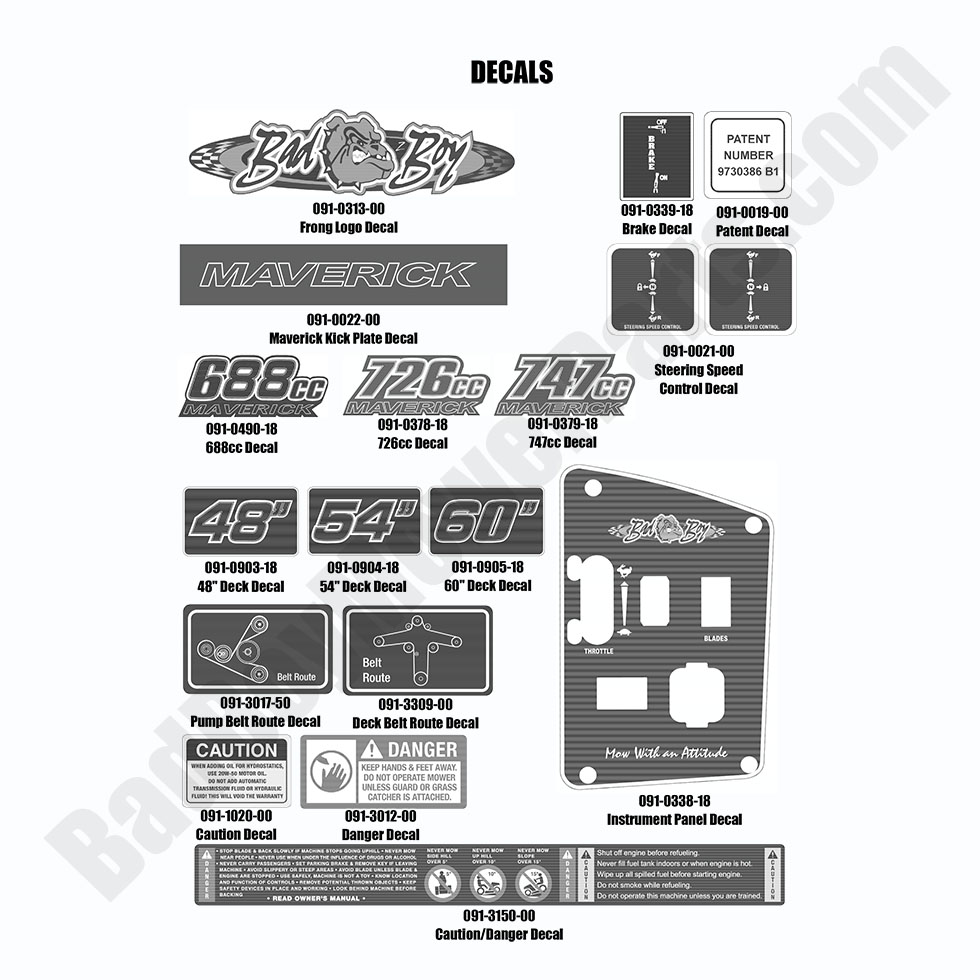 1884 - Bad Boy Mower Parts Lookup > 2019 > Maverick > Decals