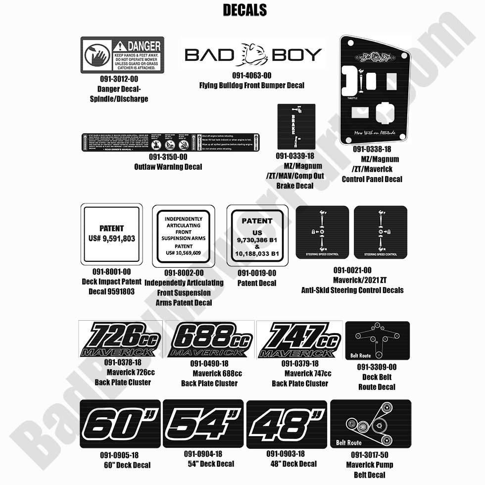2540 - Bad Boy Mower Parts Lookup > 2021 > Maverick > Decals