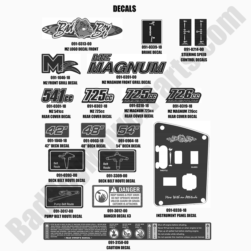 2558 - Bad Boy Mower Parts Lookup > 2021 > MZ & MZ Magnum > Decals