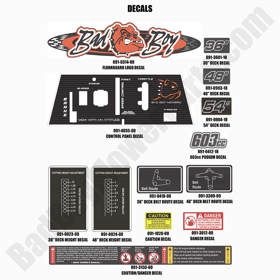 2690 - Bad Boy Mower Parts Lookup > 2021 > Walk Behind > Decals