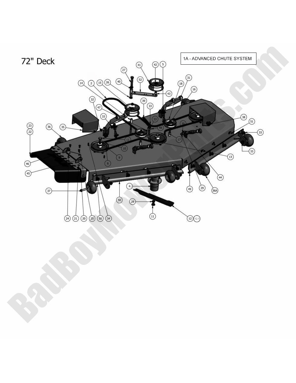 609 - Bad Boy Mower Parts Lookup > 2011 > Diesels > 72\" Deck Assembly