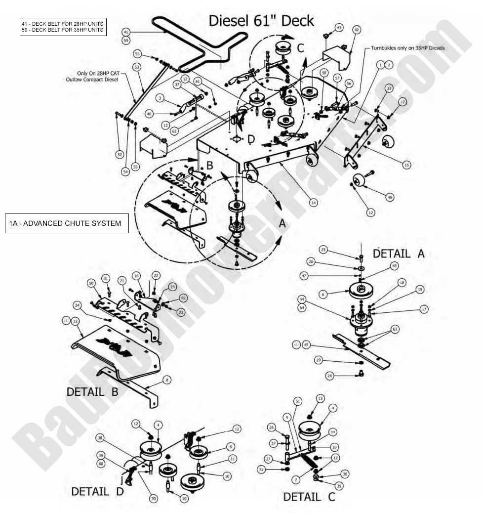 704 - Bad Boy Mower Parts Lookup > 2012 > Diesels > 61\" Deck Assembly