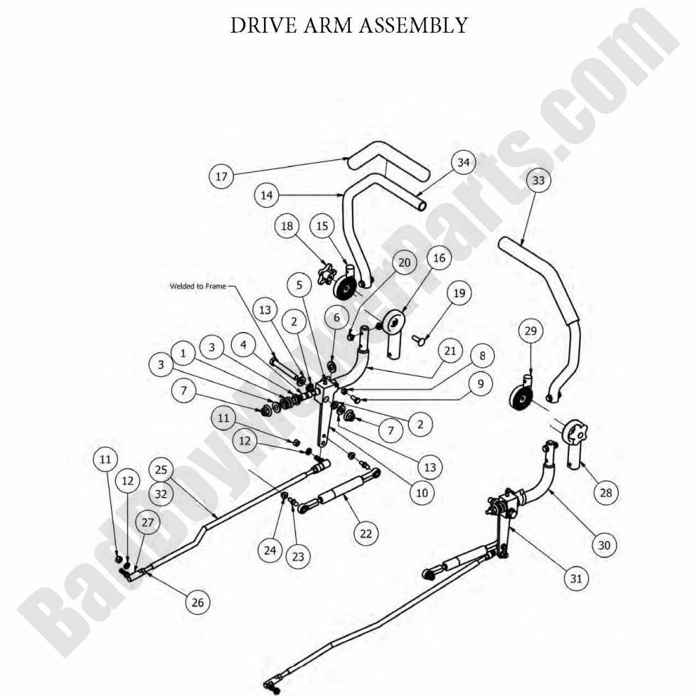 713 - Bad Boy Mower Parts Lookup > 2012 > Diesels > Drive Arm Assembly