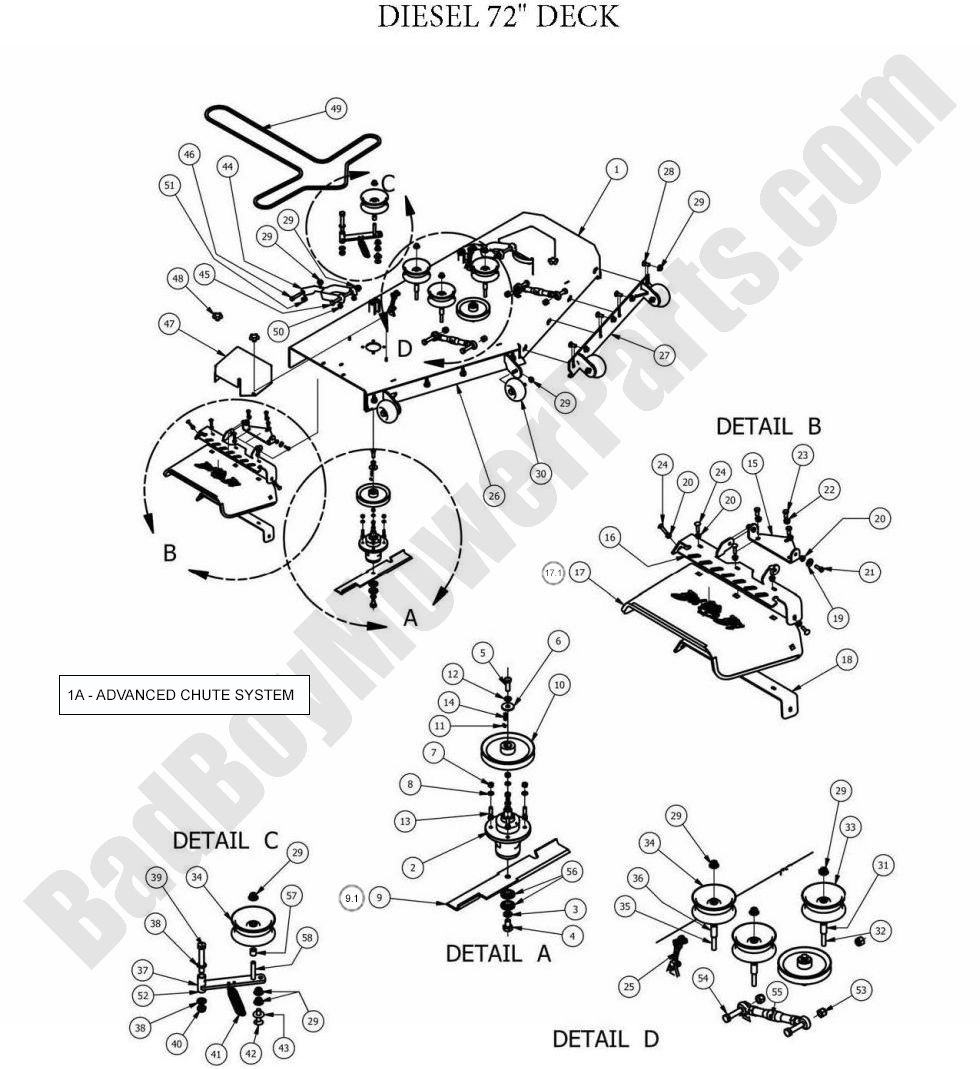 805 - Bad Boy Mower Parts Lookup > 2013 > Diesels > 72\" Deck Assembly