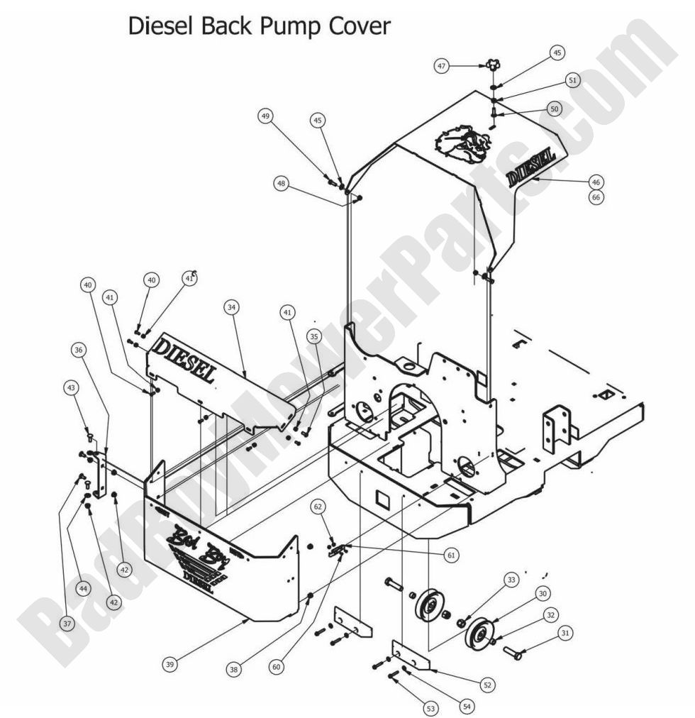 807 - Bad Boy Mower Parts Lookup > 2013 > Diesels > Back Pump Cover
