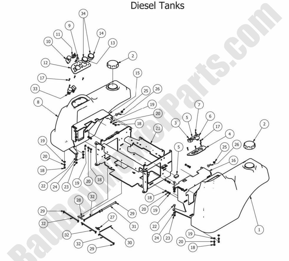 812 - Bad Boy Mower Parts Lookup > 2013 > Diesels > Fuel Tank