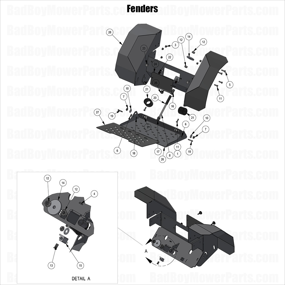 3927 - Bad Boy Mower Parts Lookup > 2025 > Revolt SD > Fenders