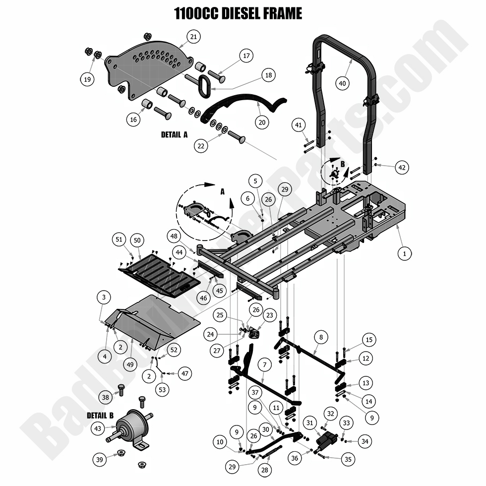 1820 - Bad Boy Mower Parts Lookup > 2018 > Diesel - 1100cc > Frame