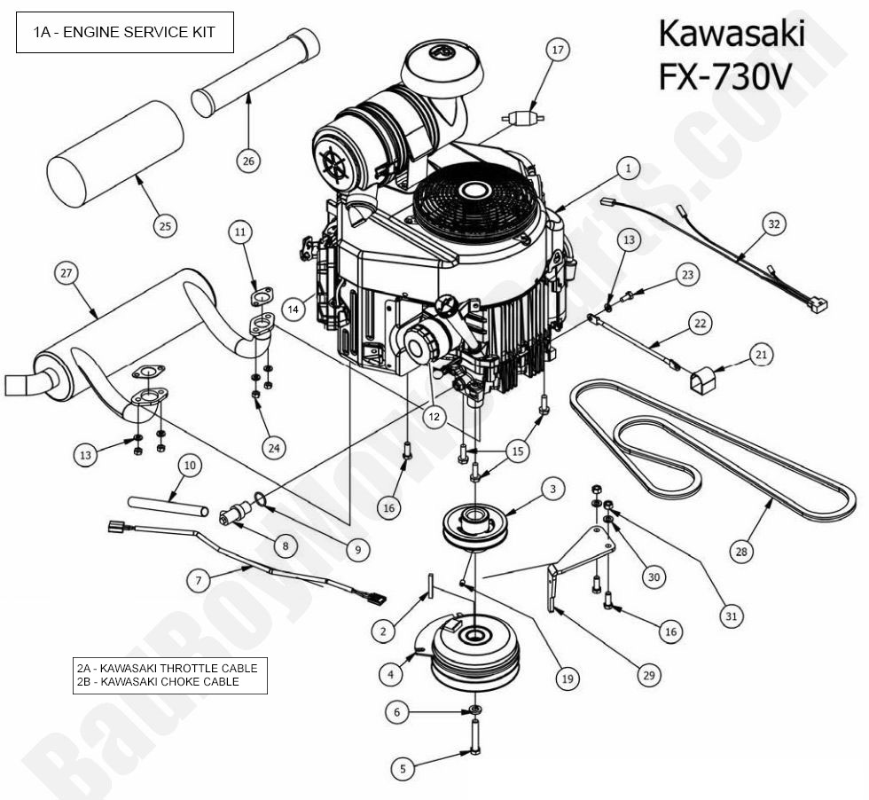 1224 - Bad Boy Mower Parts Lookup > 2015 > Outlaw & Outlaw Extreme > Engine - Kawasaki FX730