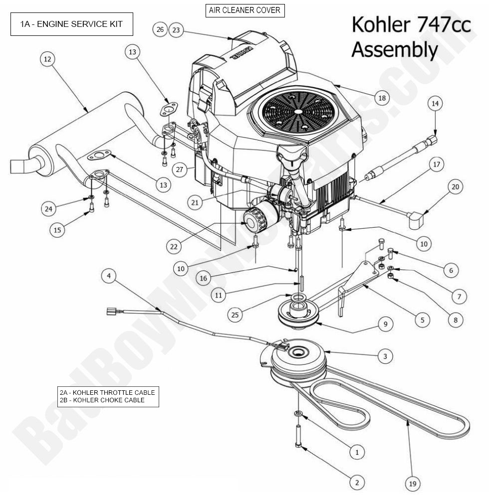 1225 - Bad Boy Mower Parts Lookup > 2015 > Outlaw & Outlaw Extreme > Engine - Kohler ZT740